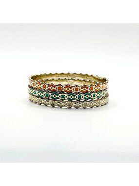 Kendra Scott Mollie Bangle Set Of 3 Multicolor Gold Tone Bracelets